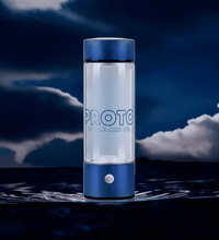 A state-of-the-art hydrogen bottle generator, exuding sophistication with its minimalist design and digital display, promising a seamless hydrogen-infused water experience at home.